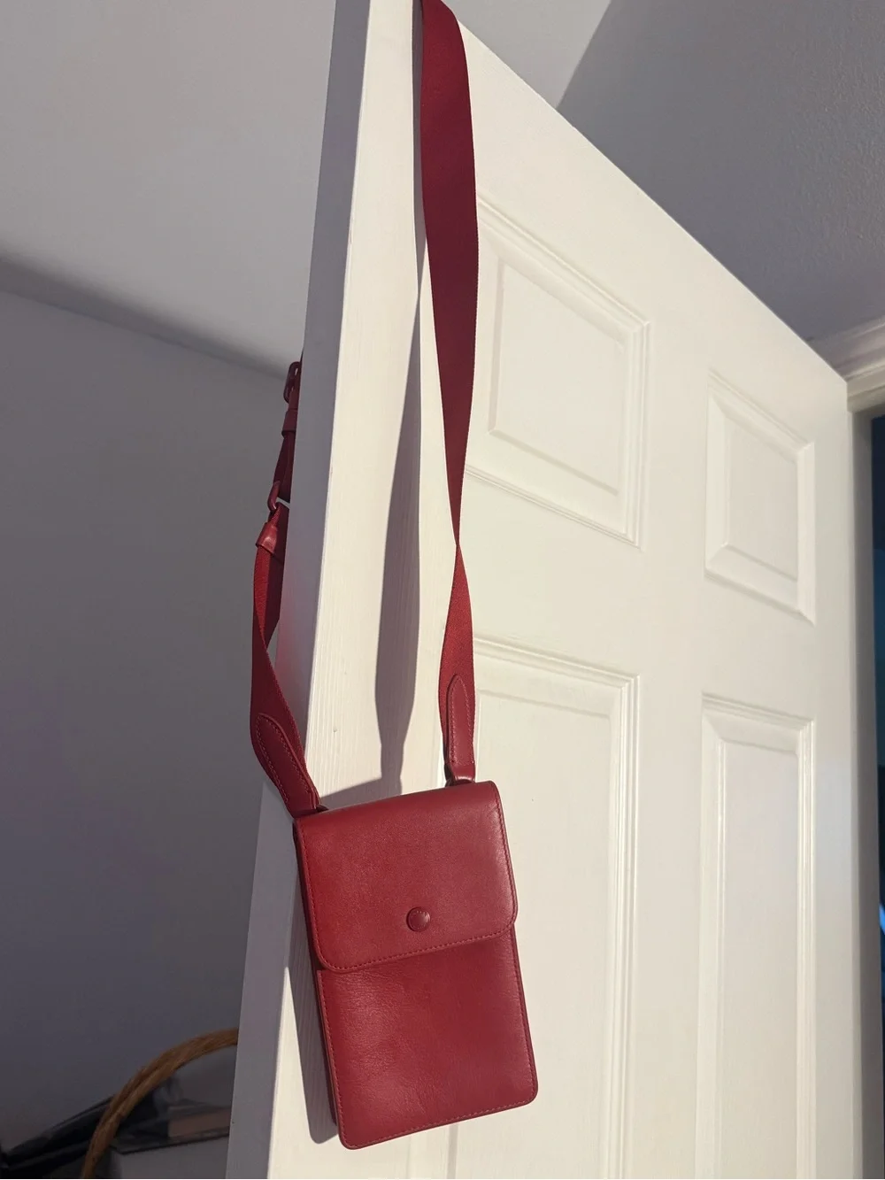 COACH redLeather Snap Card Case Wallet